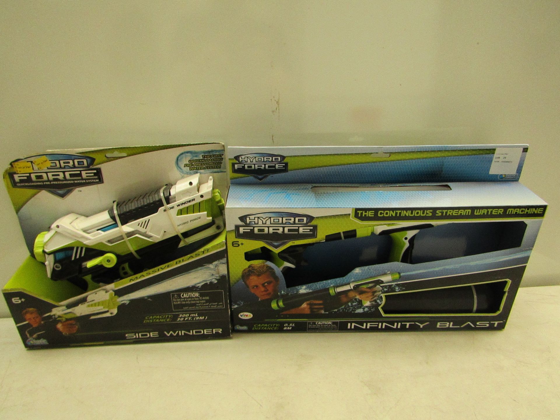2 items being; Hydro Force infinity blast 0.5L capacity 8m distance, Hydro Force Side Winder,