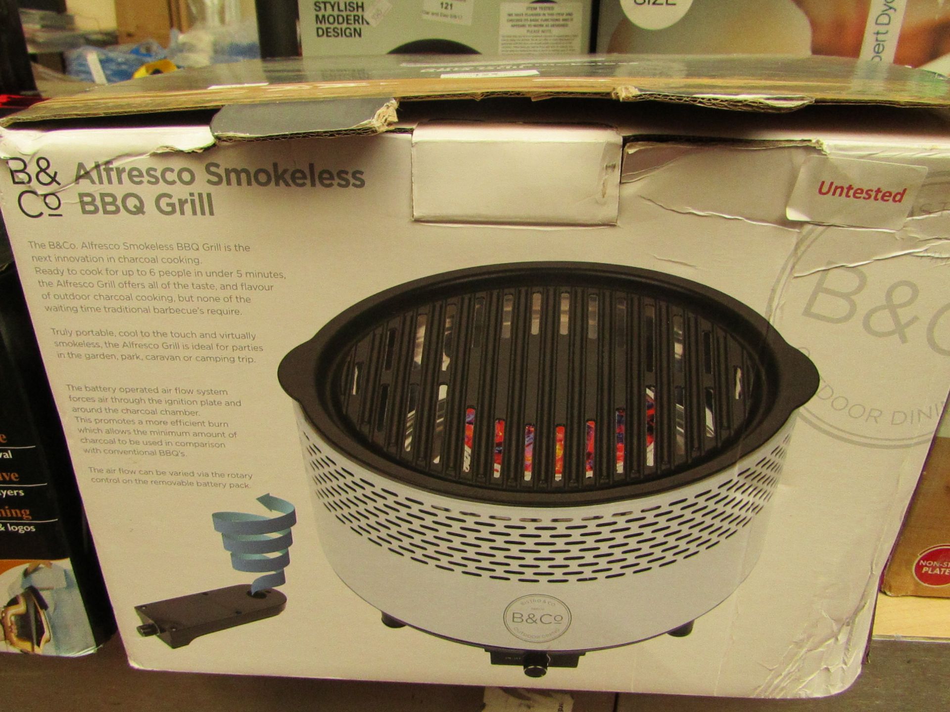 B&Co smokeless BBQ grill, untested and boxed