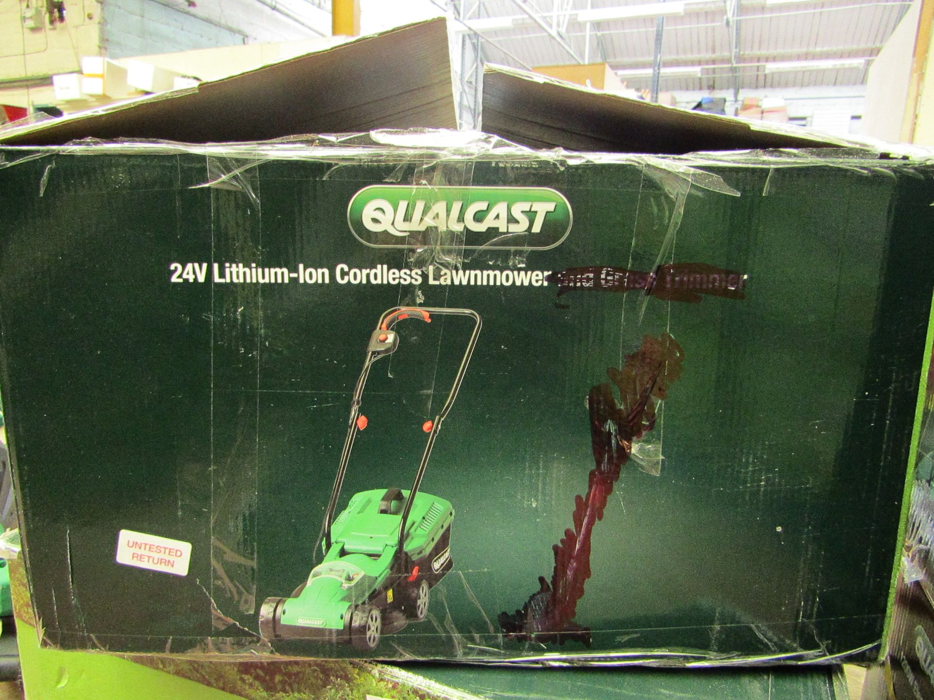Qualcast 24v cordless lawnmower, this item is tested working and boxed
