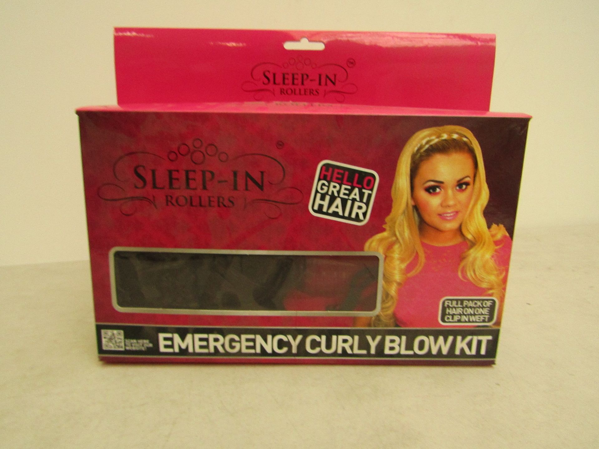 Emergency curly blow kit by 'Sleep-in rollers'. Pack contains full pack of Brown hair on one clip in