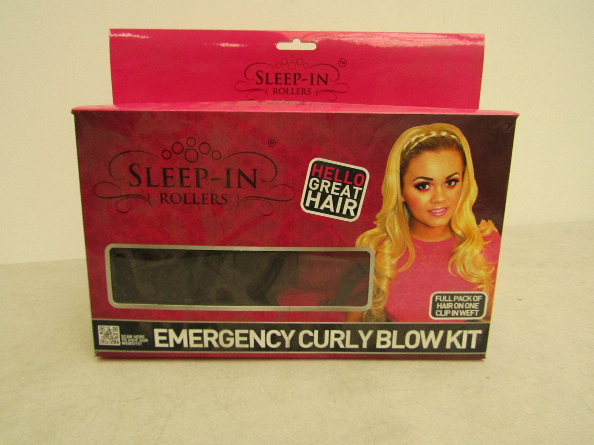 Emergency curly blow kit by 'Sleep-in rollers'. Pack contains full pack of Brown hair on one clip in