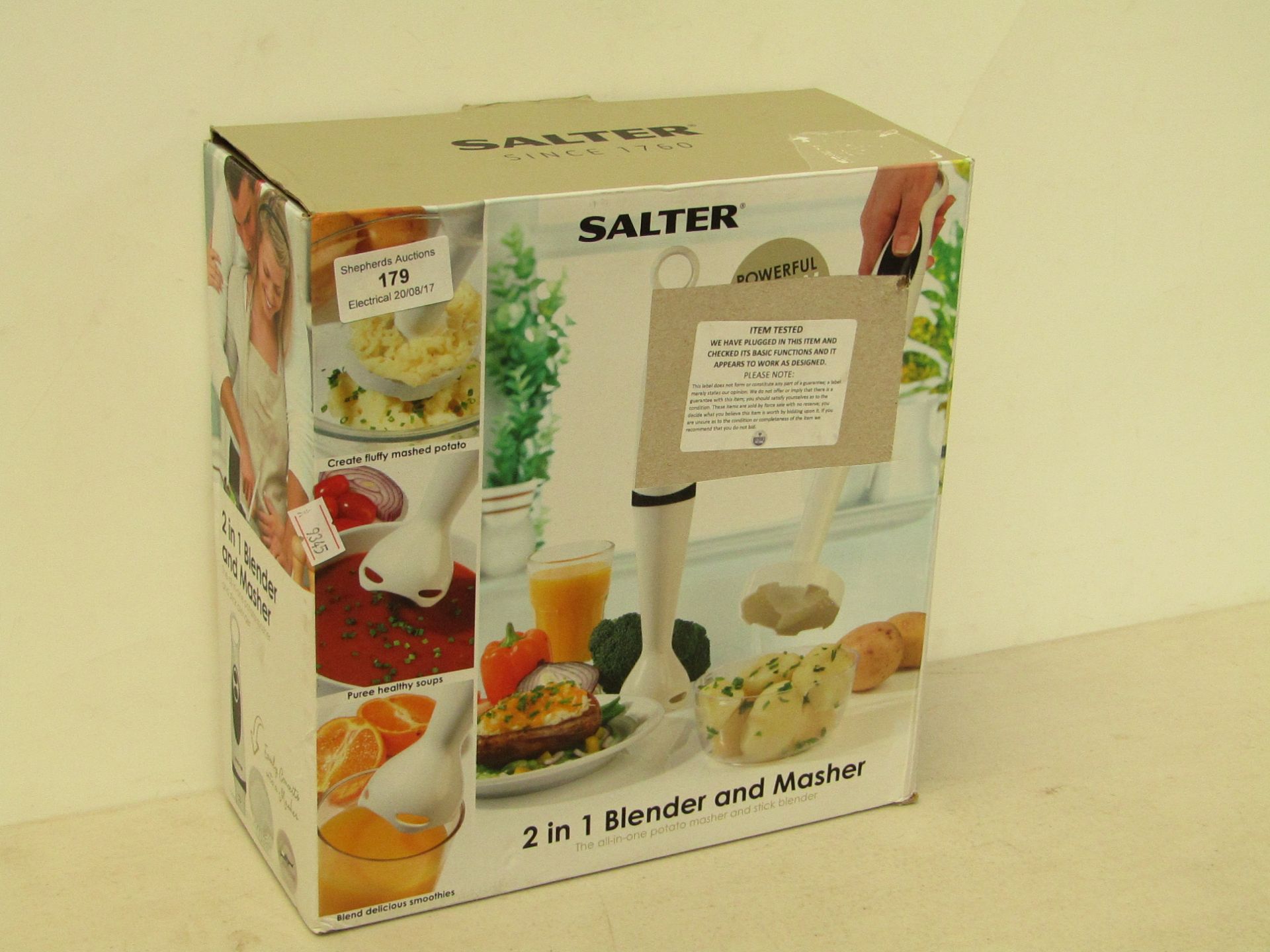 Salter 2 in 1 blender and masher, tested working and boxed.