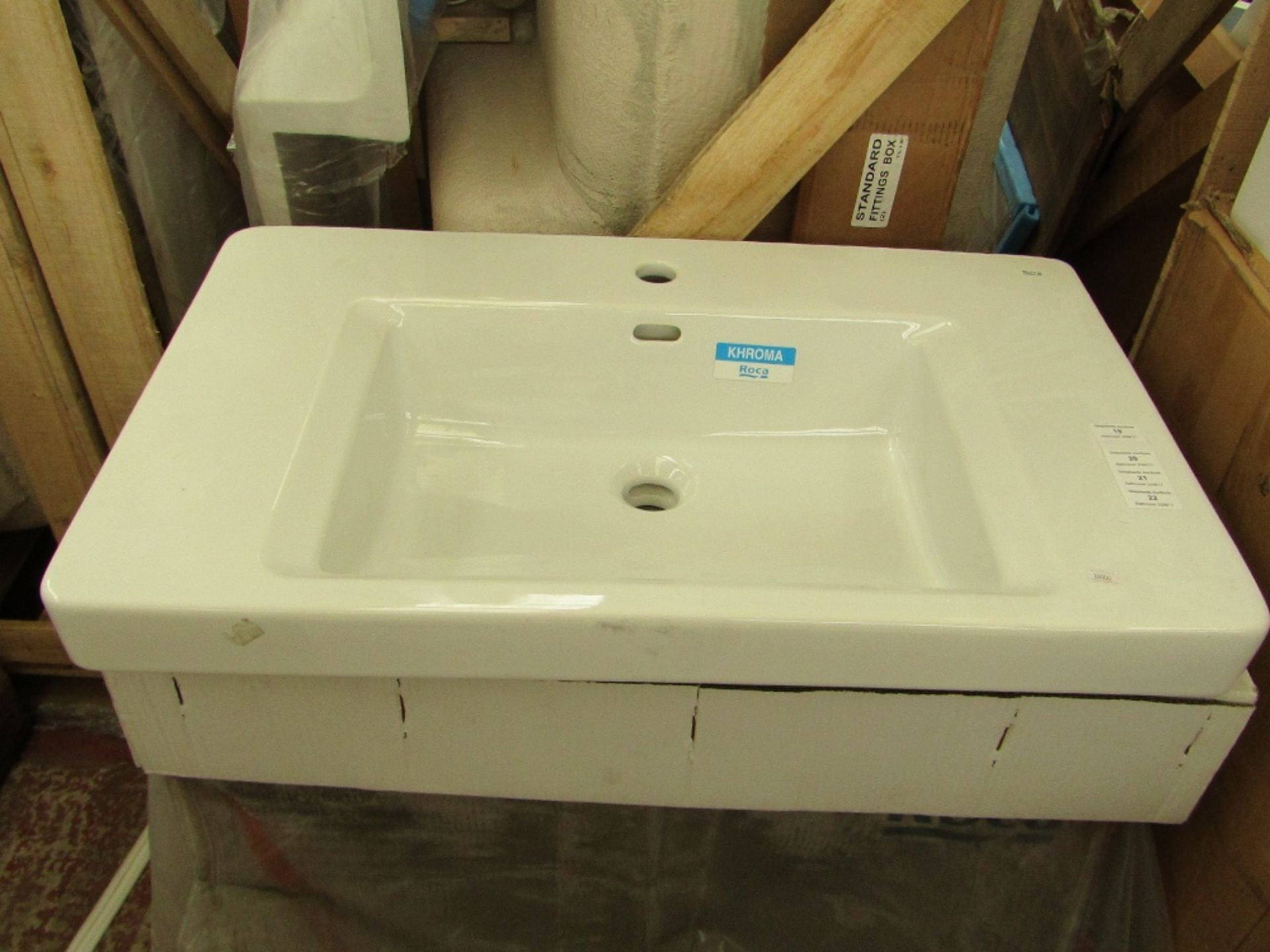 Roca Khroma 800 x 460mm Wall Hung 1TH Basin 327650000. Boxed, RRP'd at £446.22 on http://www.