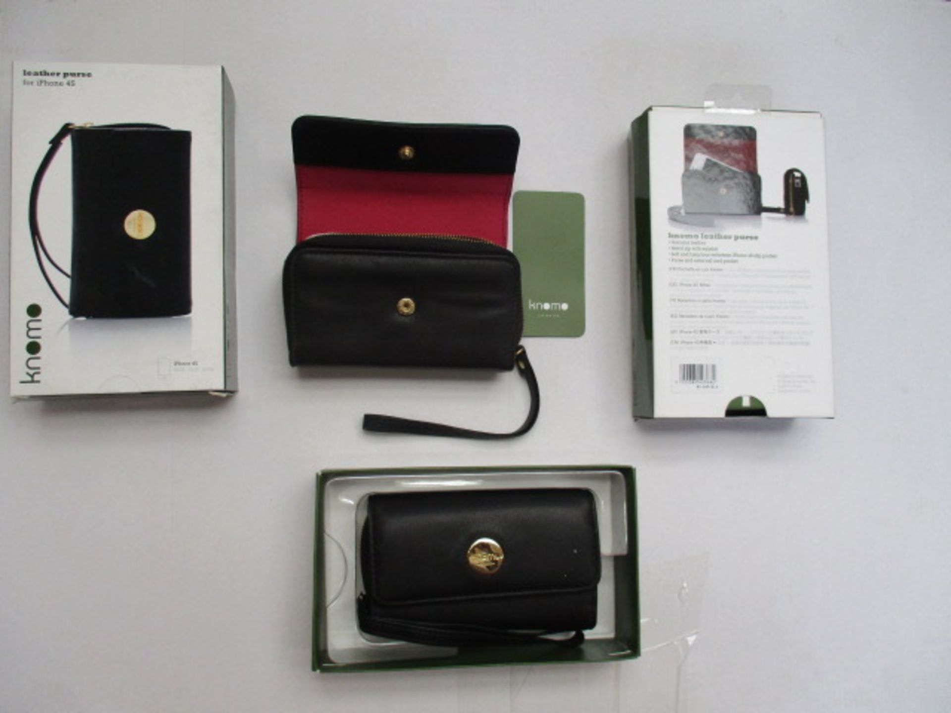 10x Knomo leather purse, all brand new and boxed. Will fit similar size mobile fone devices - high