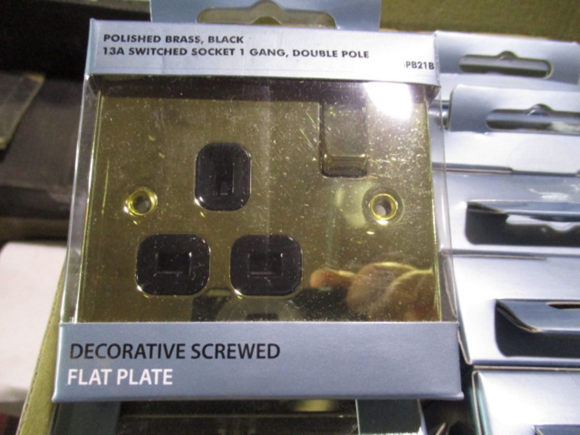 5pcs Gold / Polished Brass 13A Plug socket flat plate rrp œ13.99 .