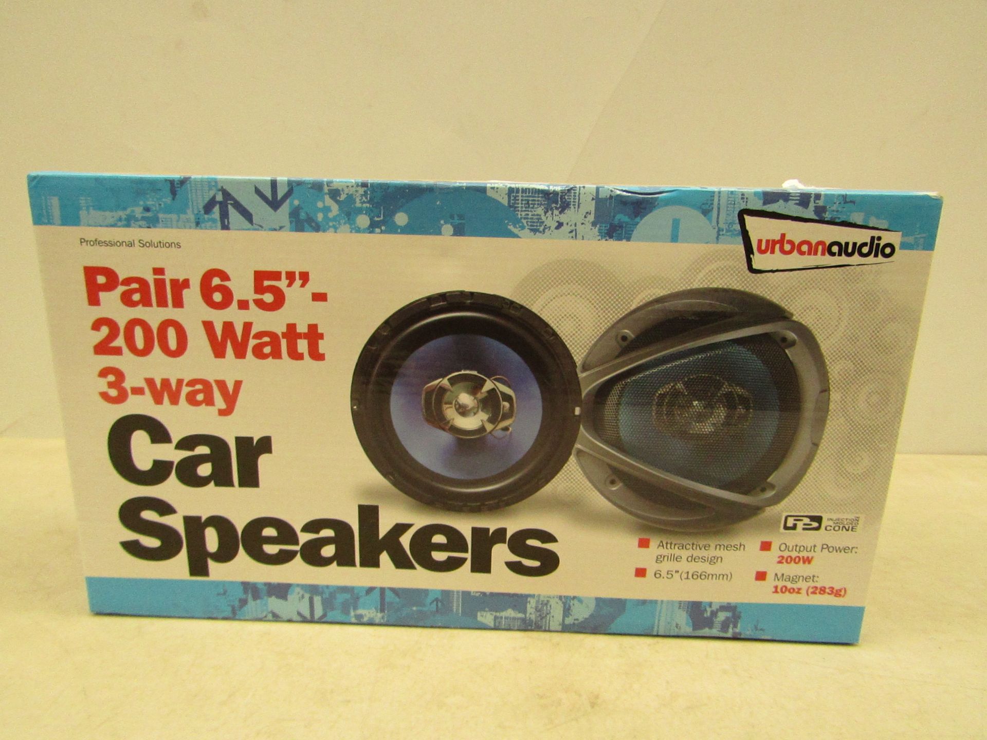 Pair of 6.5" 200w 3-way car speakers, unchecked and boxed.