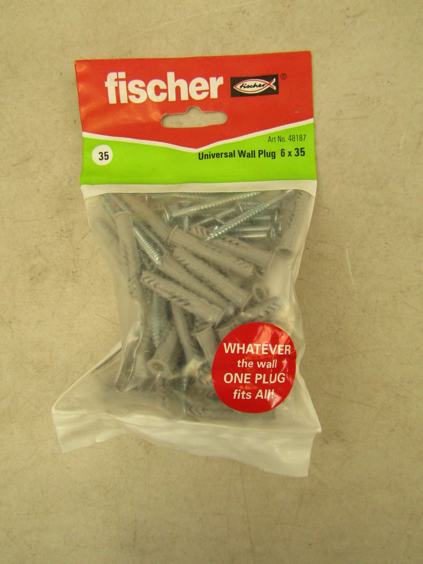 10x Fischer universal wall plug, all new and packaged.
