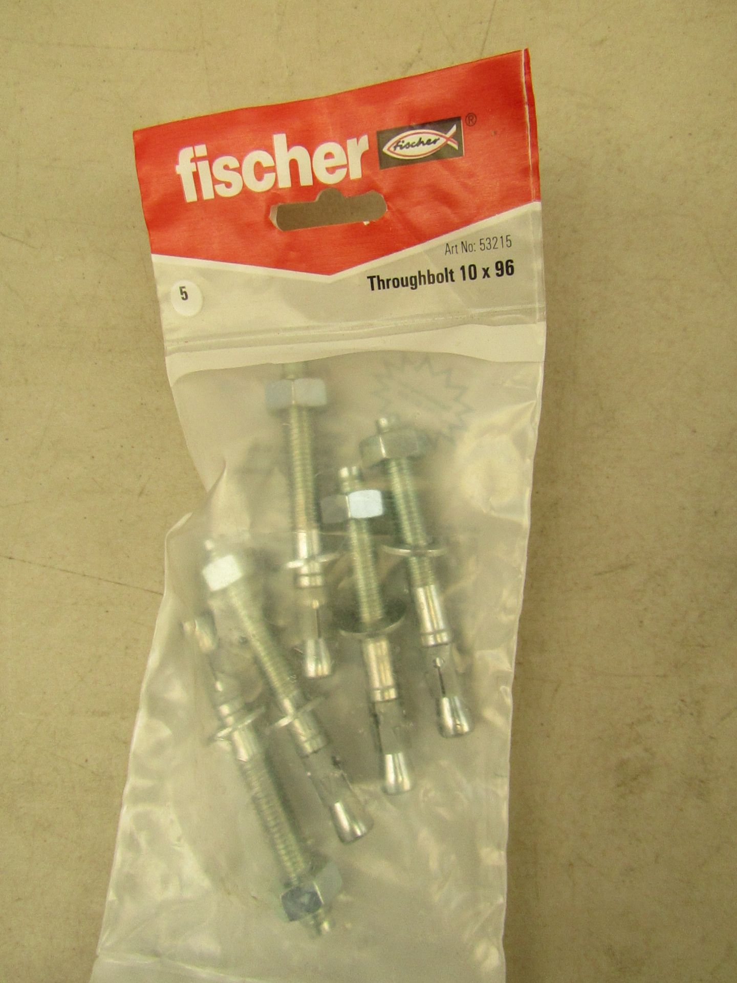 10x Fischer bags of 5 throughbolt, all in packaging.