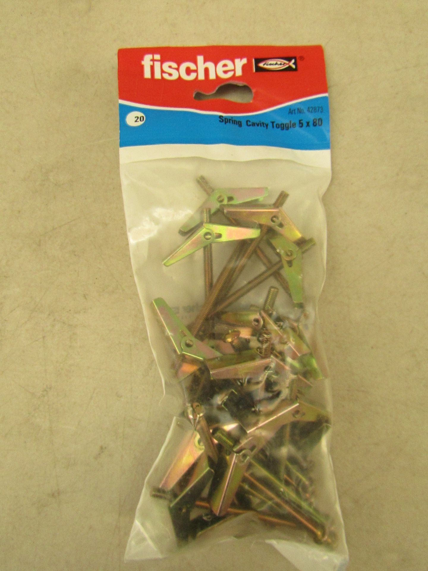 8x bags of 20 Fischer spring cavity toggle 5x80, new and in packaging.