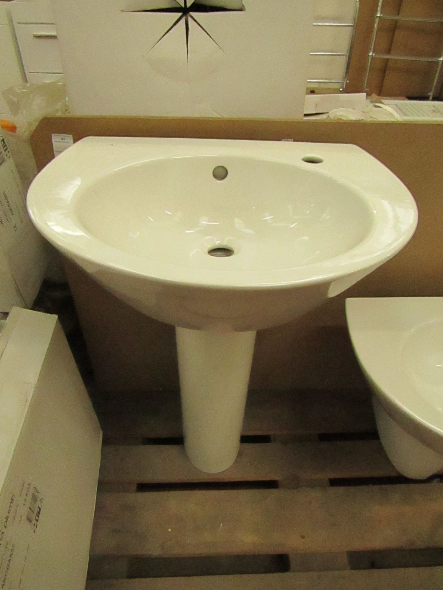 Bathroom Sink Set, Includes: - Ancona 550mm 1TH Basin - Ancona Full Pedestal Both New & boxed (2x