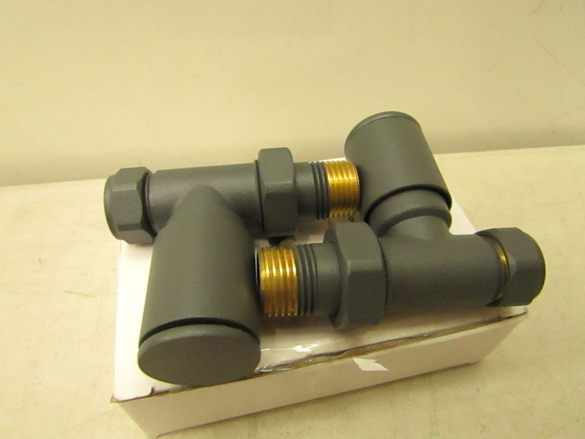 Angled radiator valves nickel (PR). Boxed.