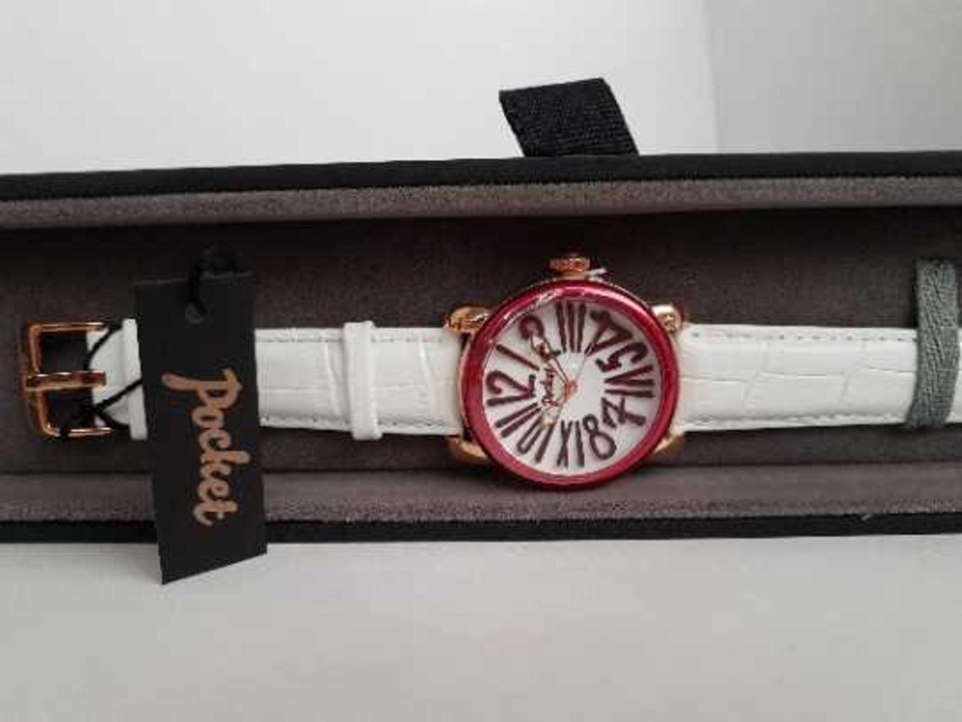 Pocket watch (PK2010) Leather strapped watch, new and Ticking in Branded case and Box with papers, - Image 2 of 2