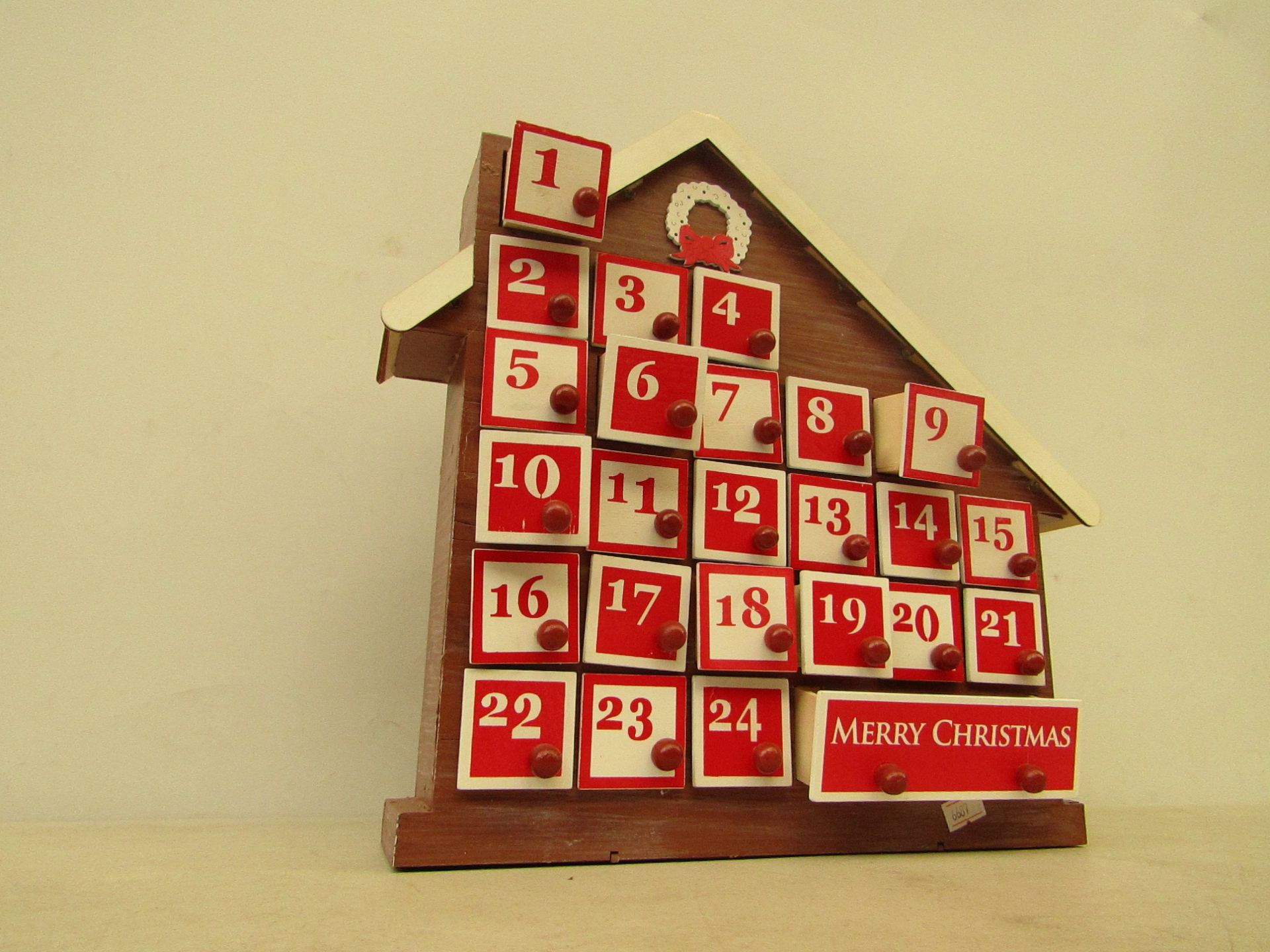 Light up Wooden Advent Calendar with draws on each day, boxed and unchecked. - Image 2 of 2