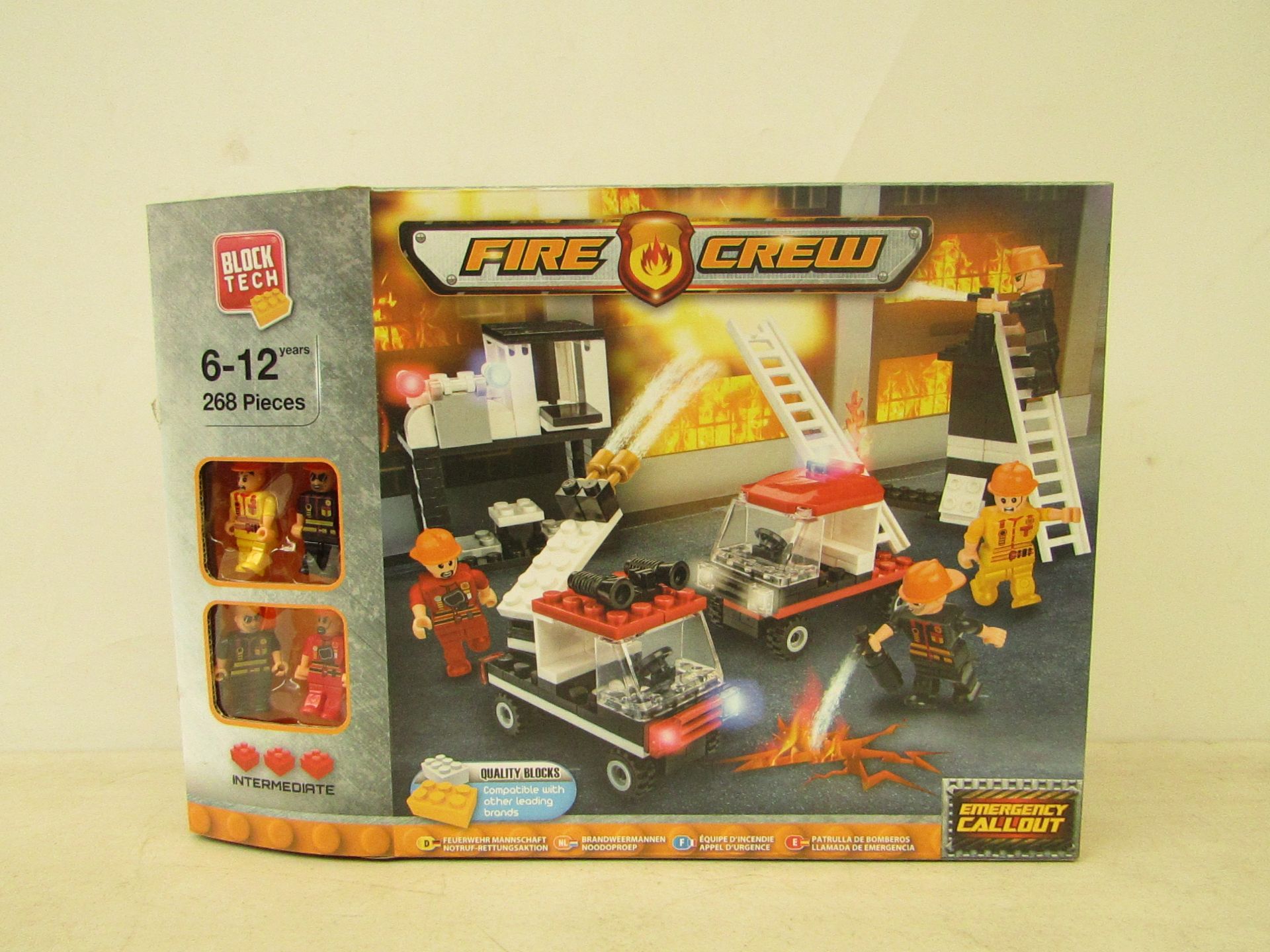 Block tech fire crew set, 268 pcs, age 6-12, new and boxed.