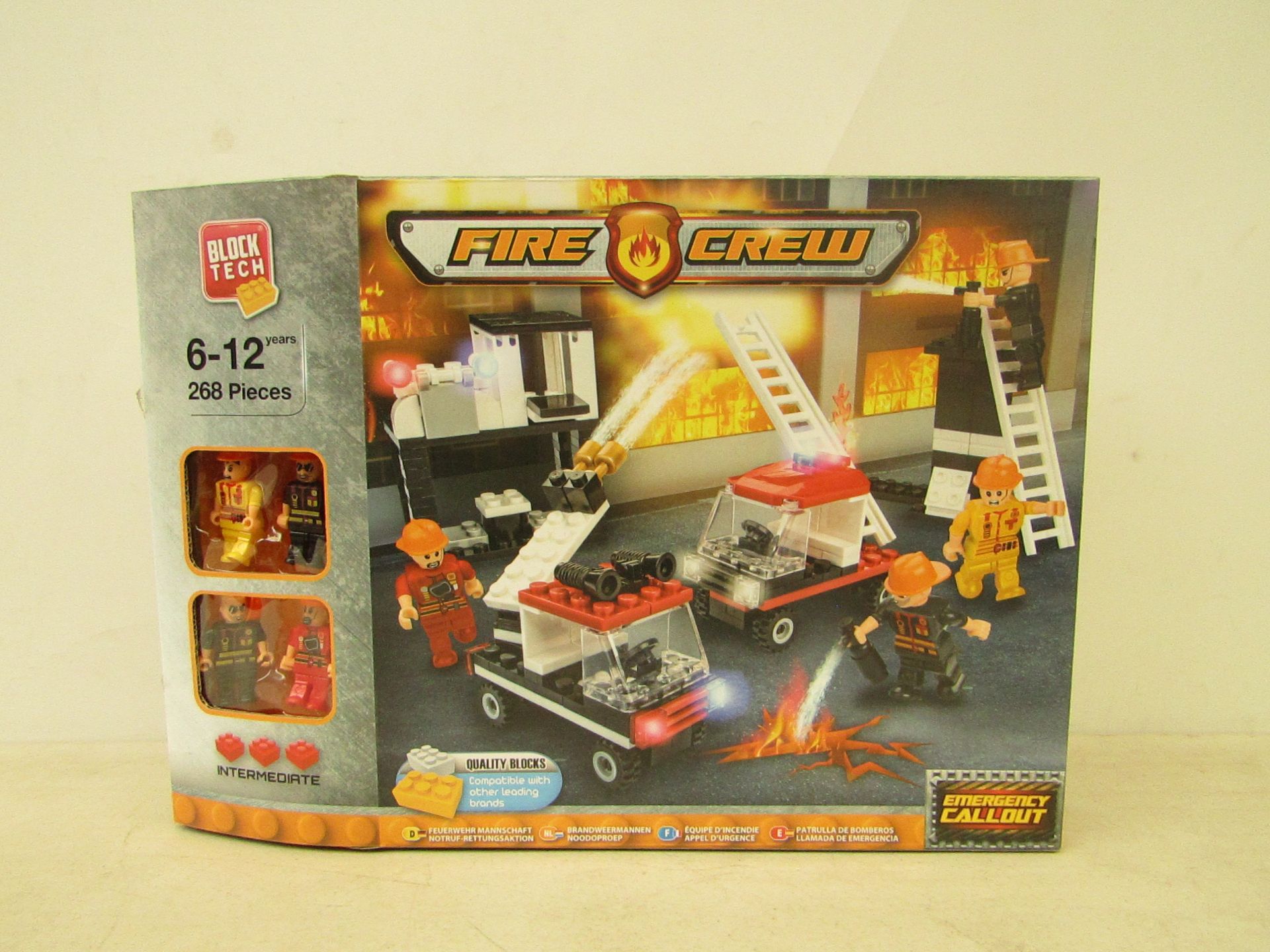 Block tech fire crew set, 268 pcs, age 6-12, new and boxed.