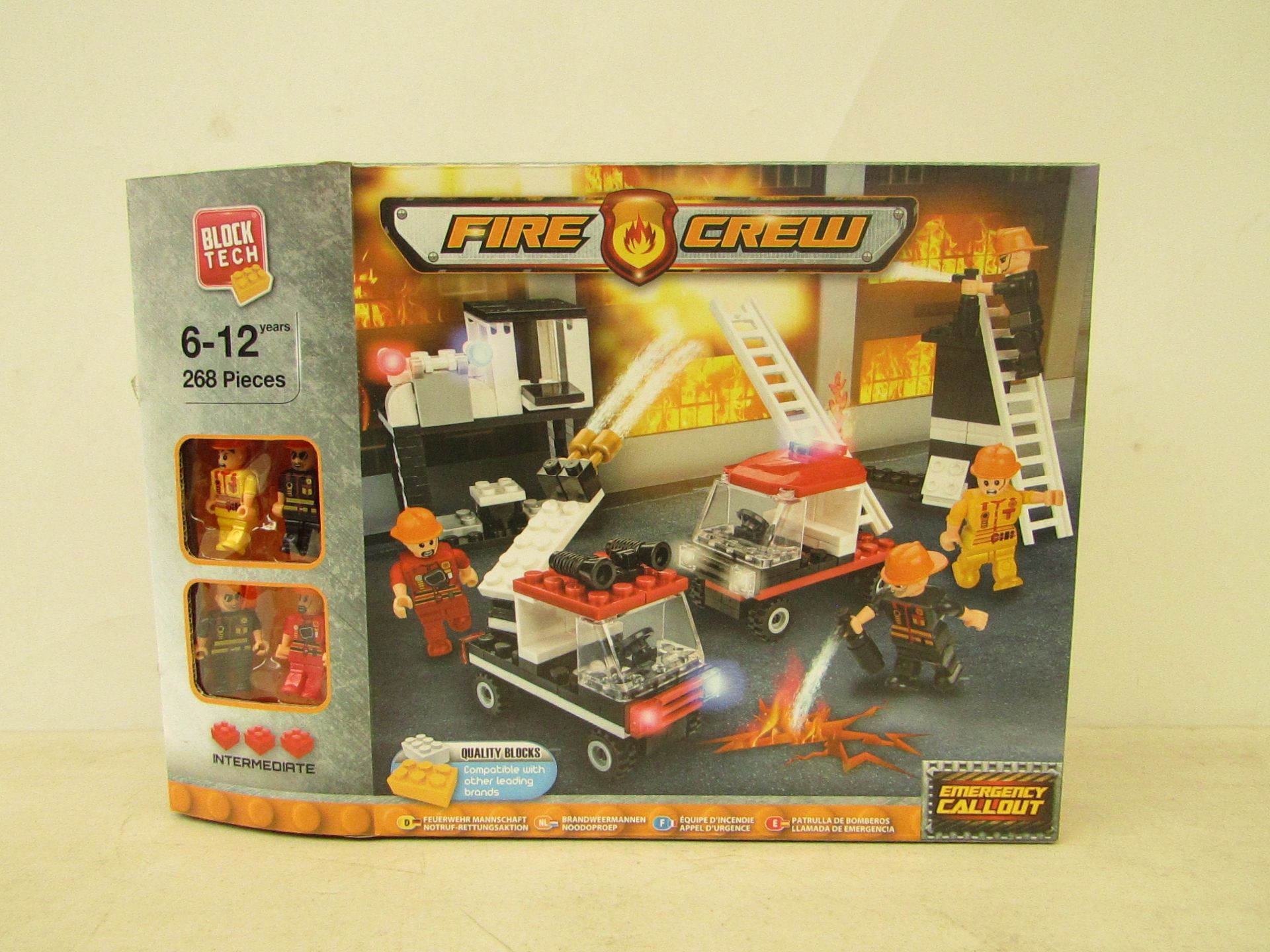 Block tech fire crew set, 268 pcs, age 6-12, new and boxed.