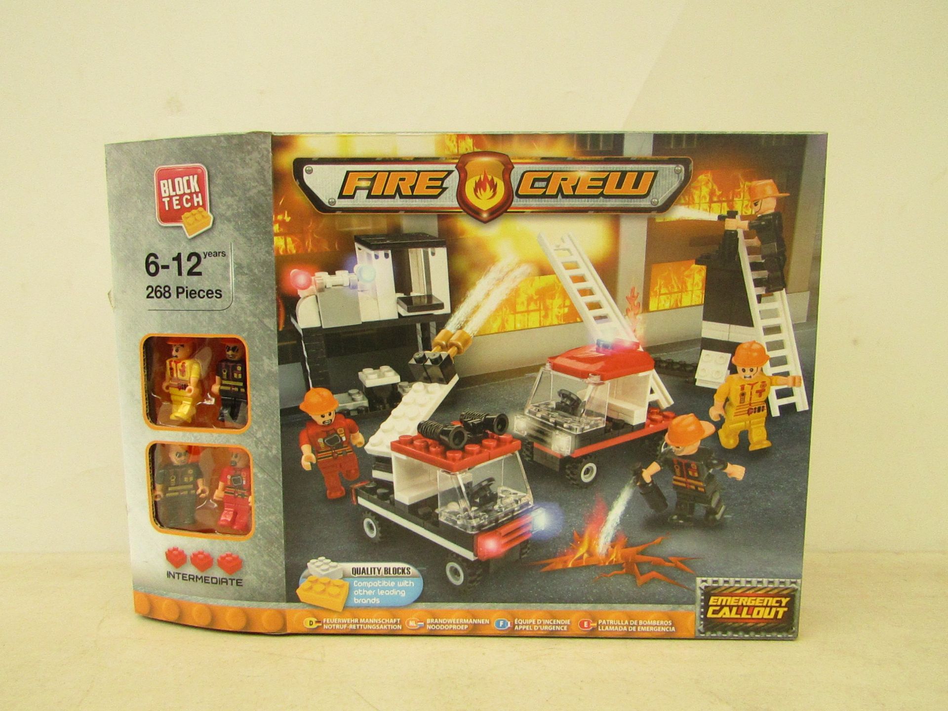 Block tech fire crew set, 268 pcs, age 6-12, new and boxed.