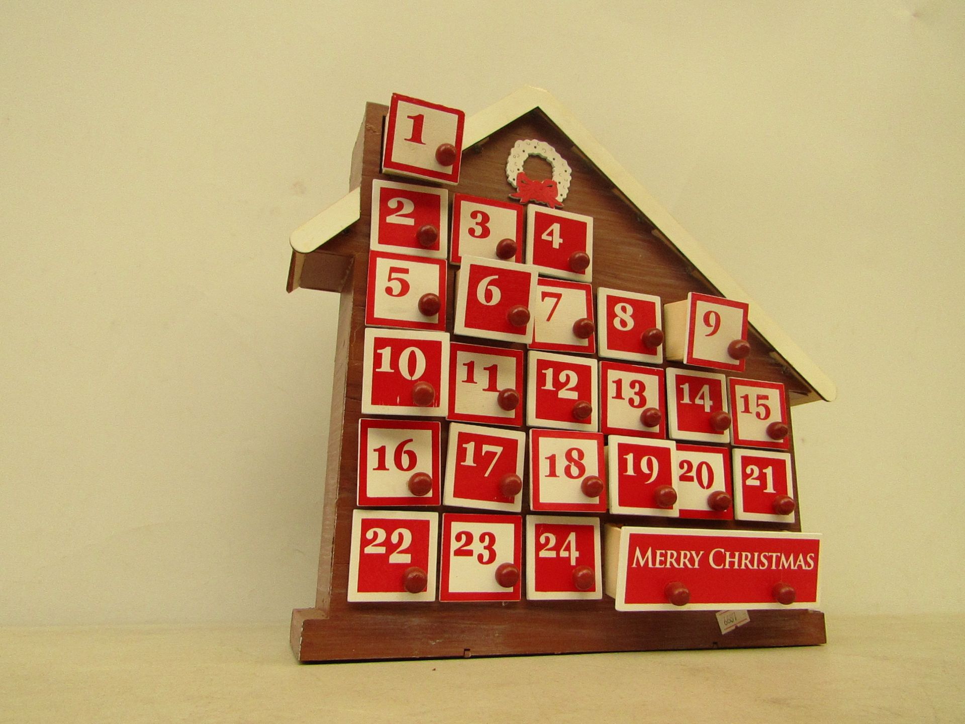 Light up Wooden Advent Calendar with draws on each day, boxed and unchecked. - Image 2 of 2