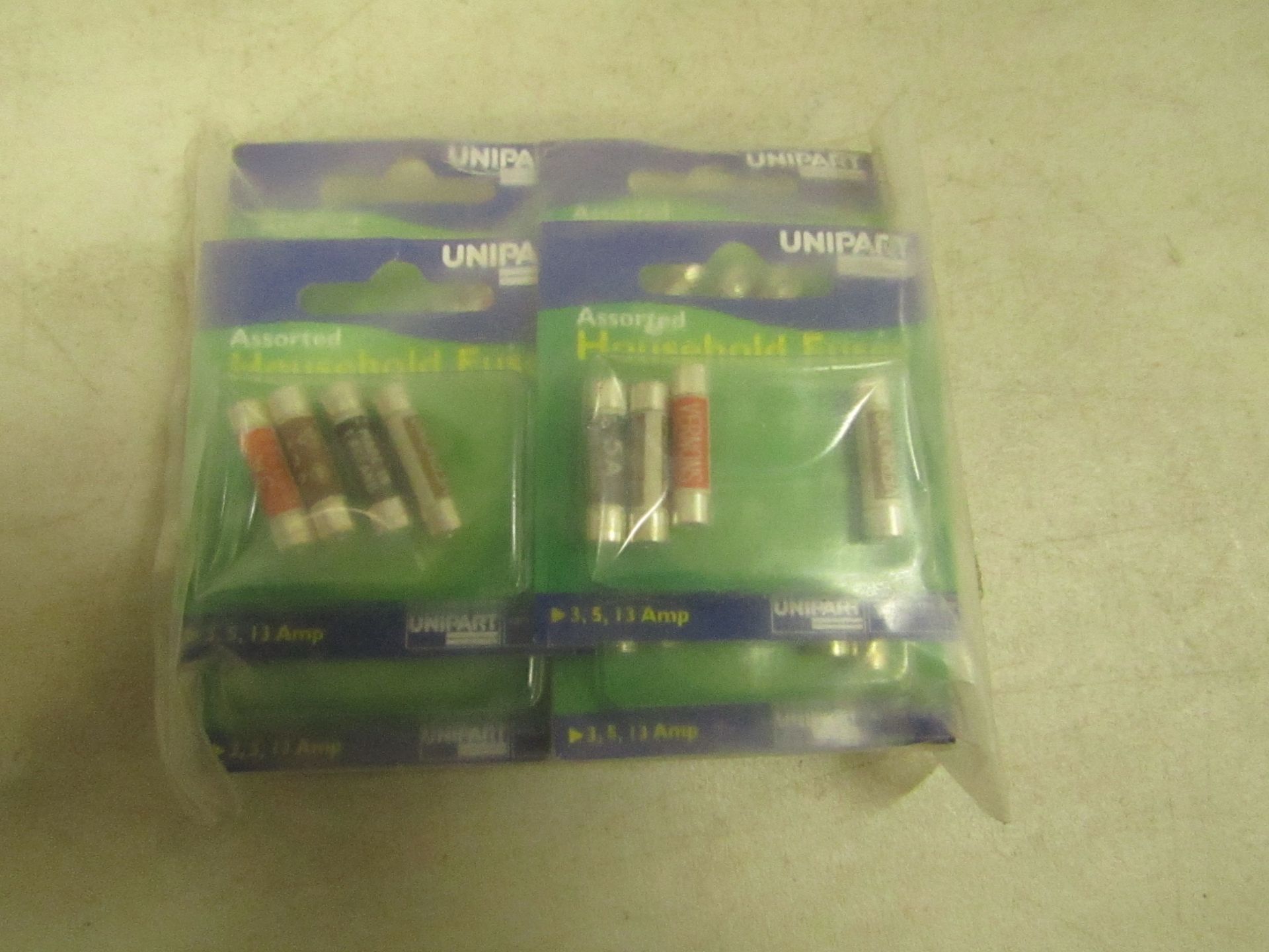 6x Packs of 4 Unipart assorted household fuses, new.