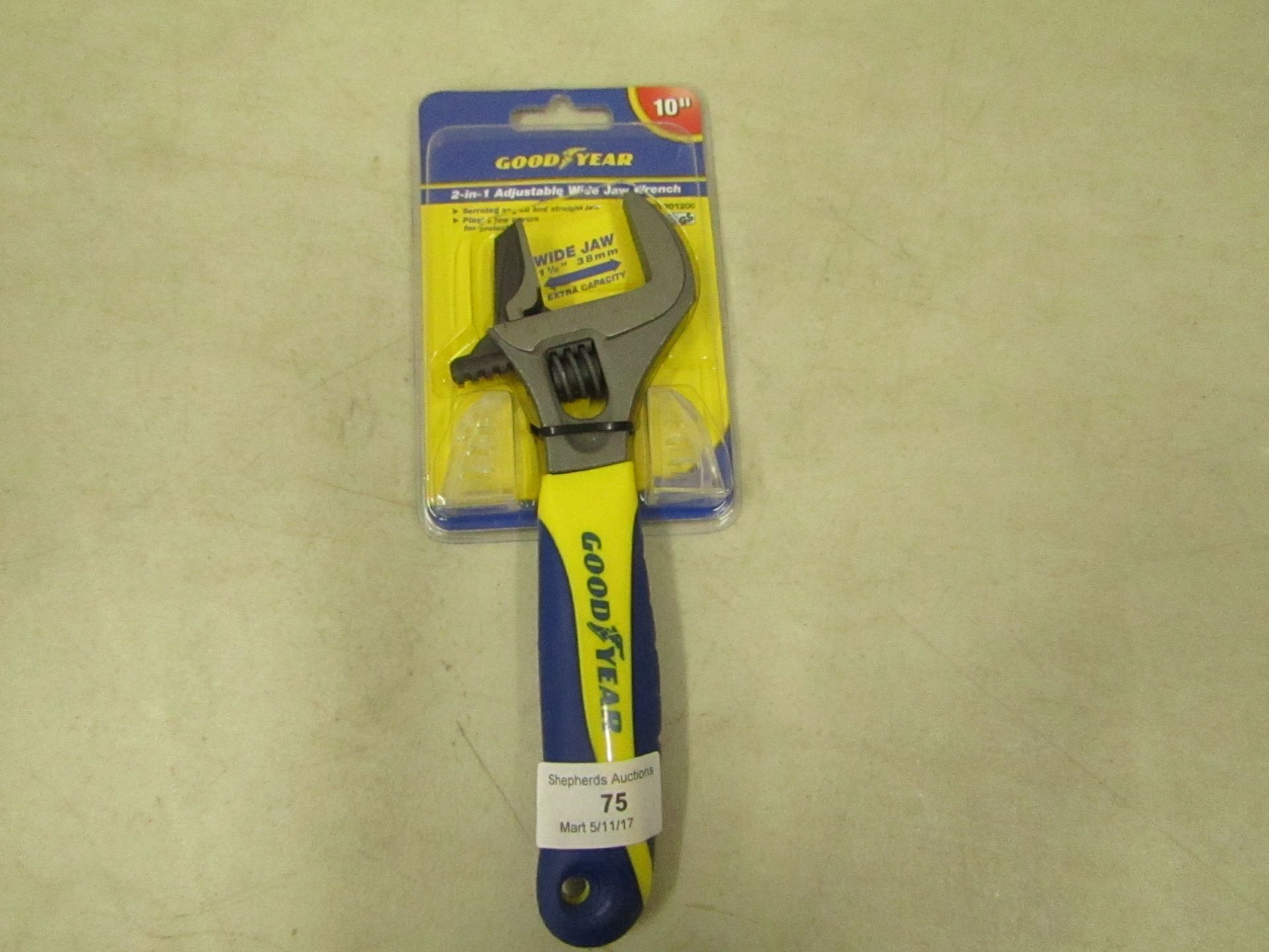 Good year 2-in-1 adjustable wide jaw wrench, new and packaged.