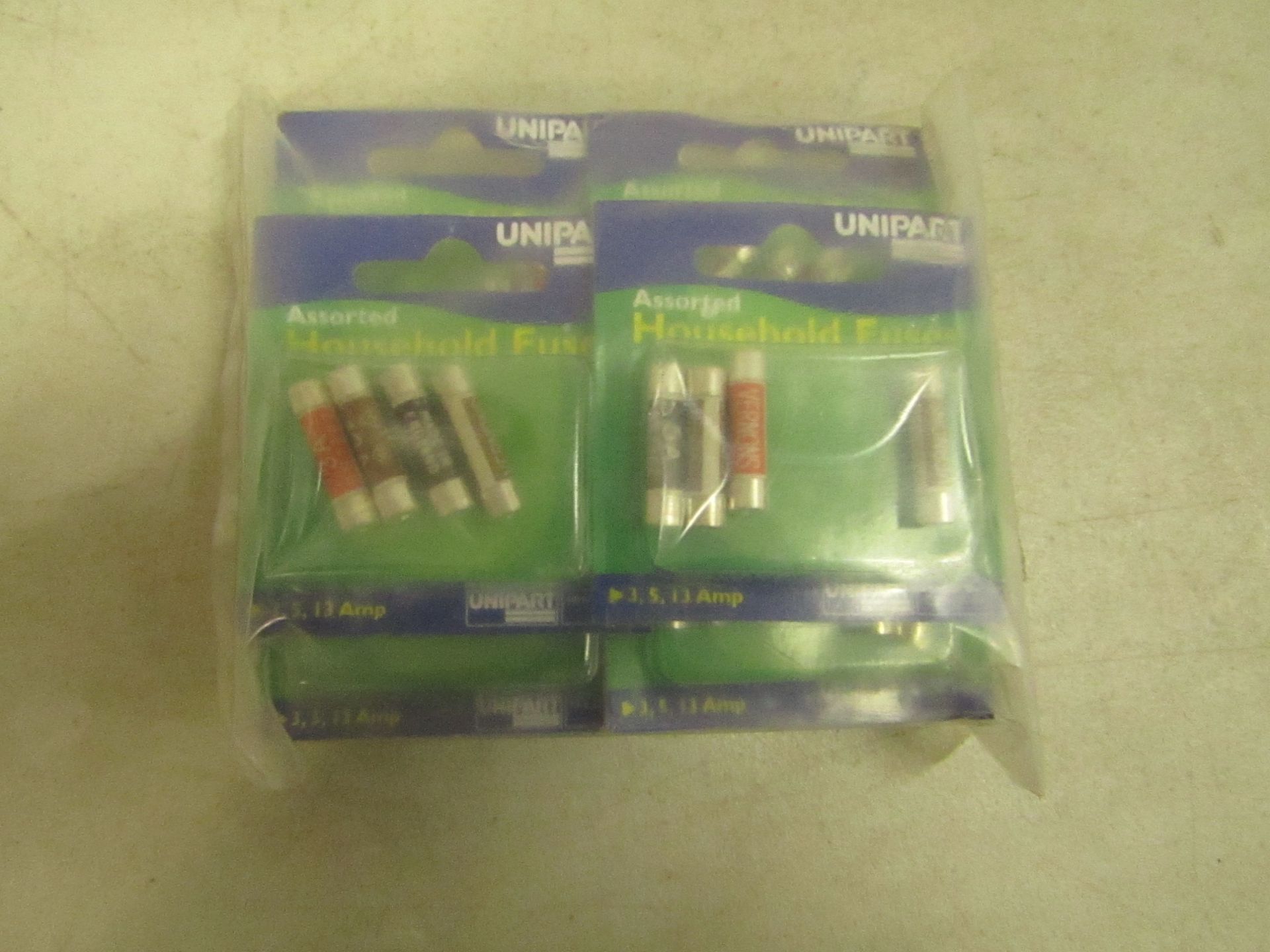 6x Packs of 4 Unipart assorted household fuses, new.