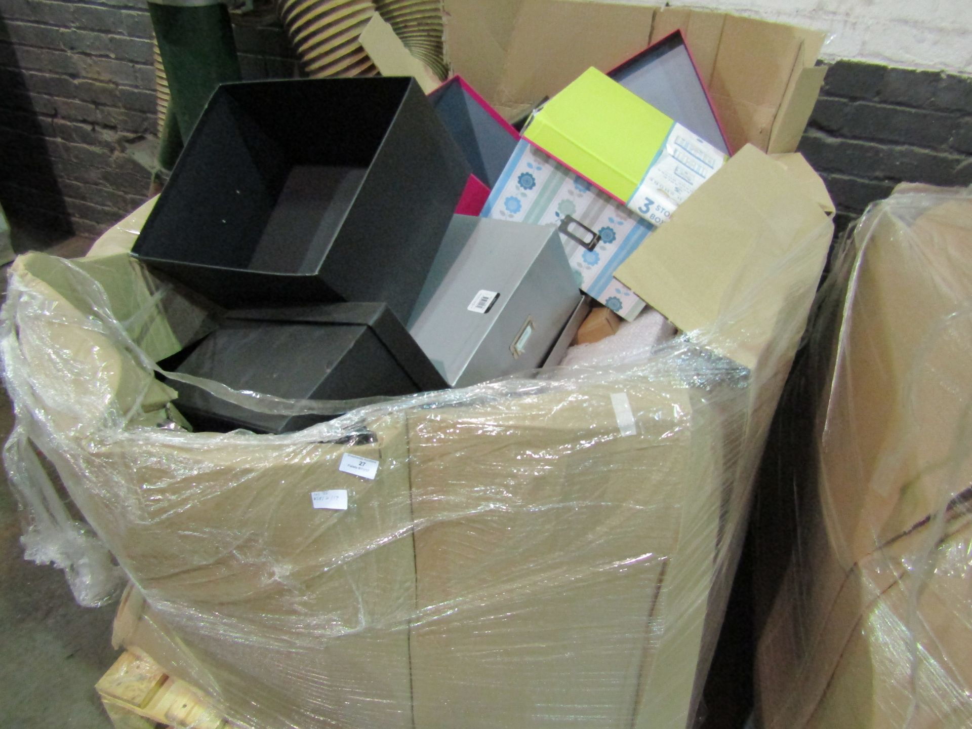 Pallet of various stationary items such as folders/ files and board games