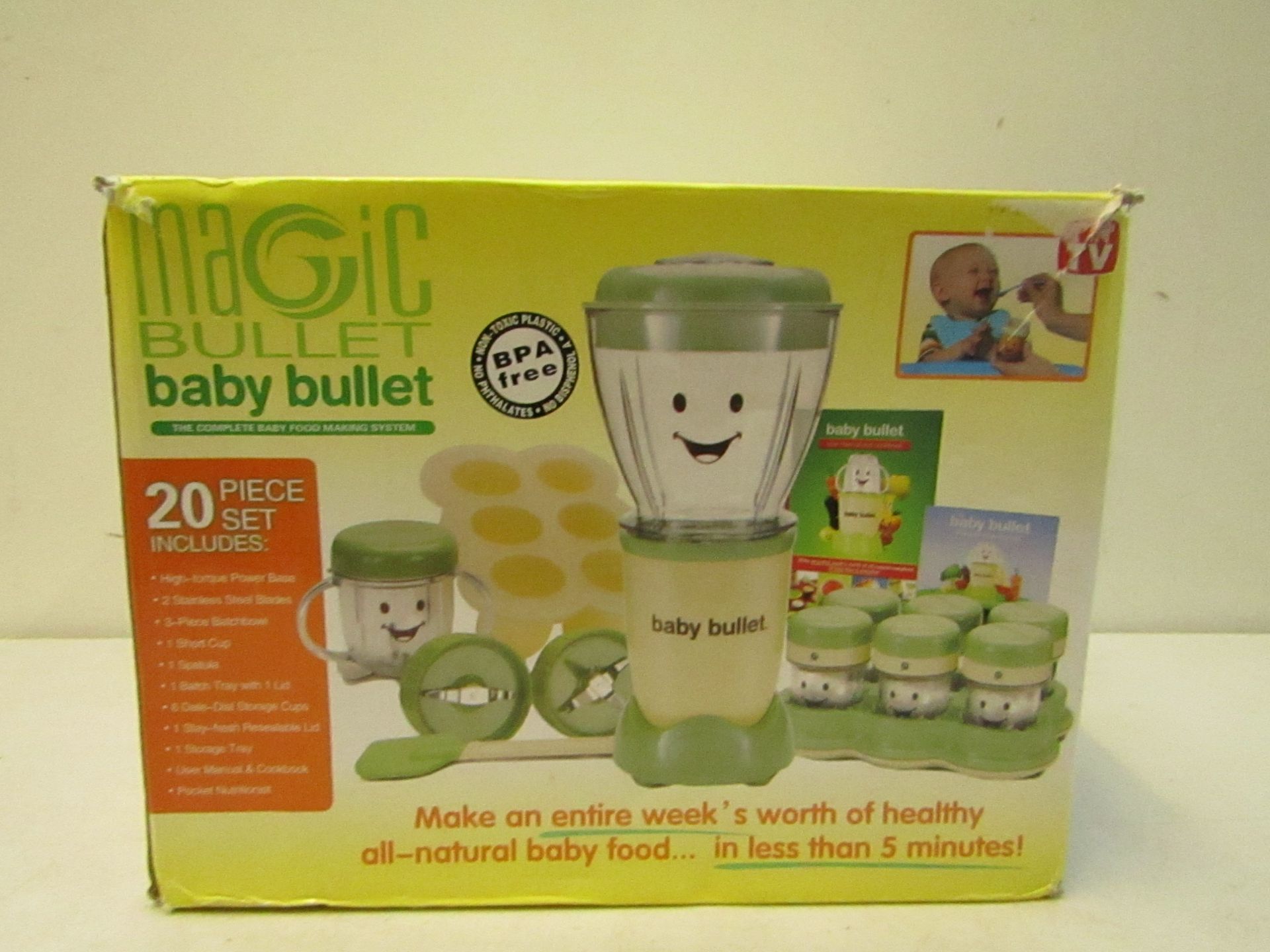 Magic bullet baby bullet set, unchecked and boxed.