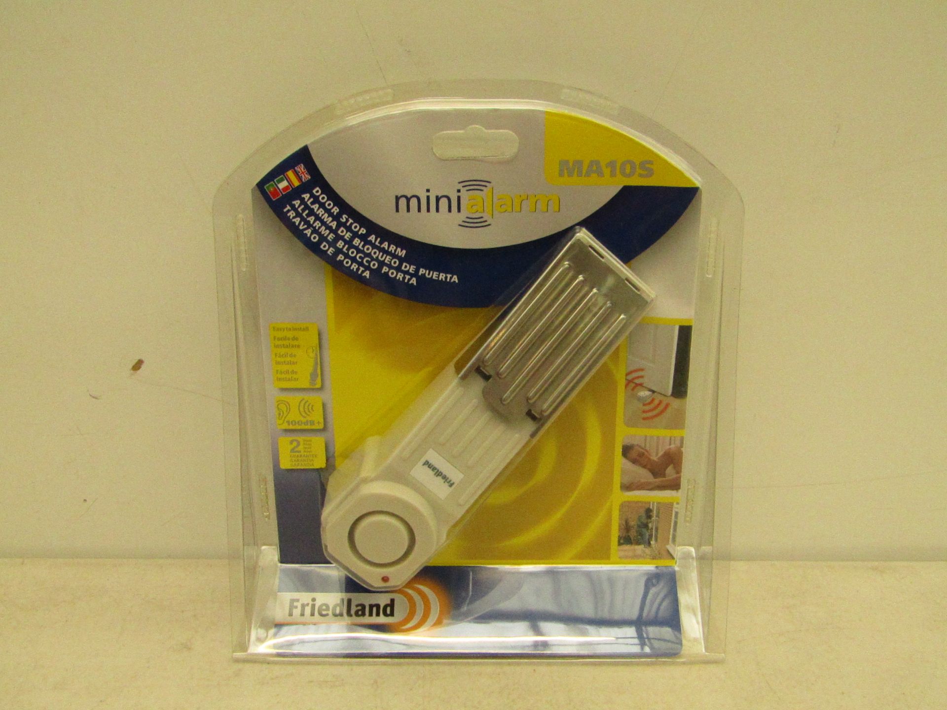 Friedland mini door stopper alarm, new in packaging