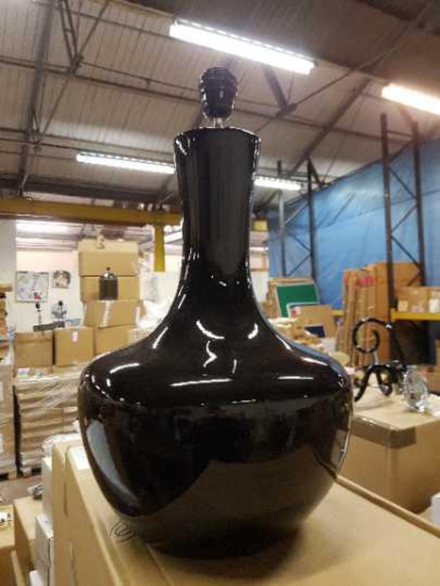 Chelsom Large Black Gloss Gourd Table Lamp, RRP £115.48, Ref GD/033