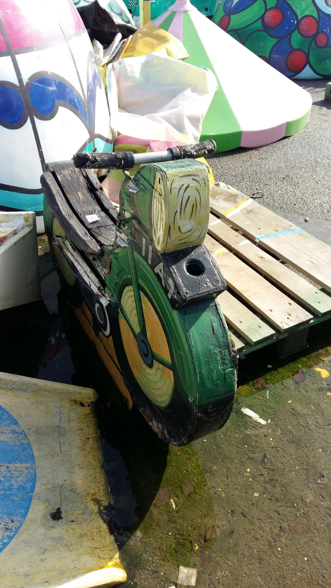 (3) Vintage wooden 'Motorbike' single ride seats - Image 4 of 6