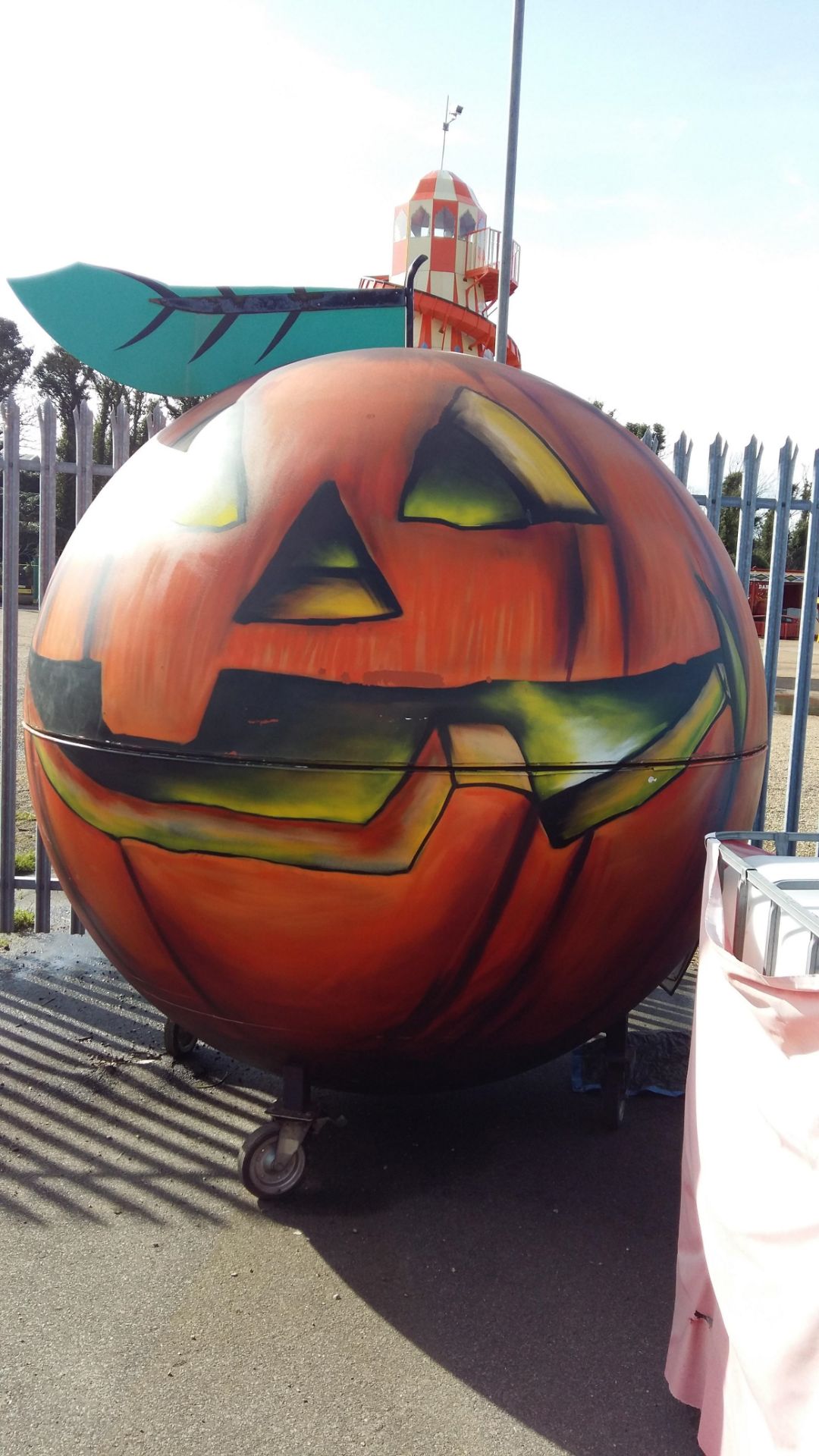 Orange 'Pumpkin' circular mobile kiosk