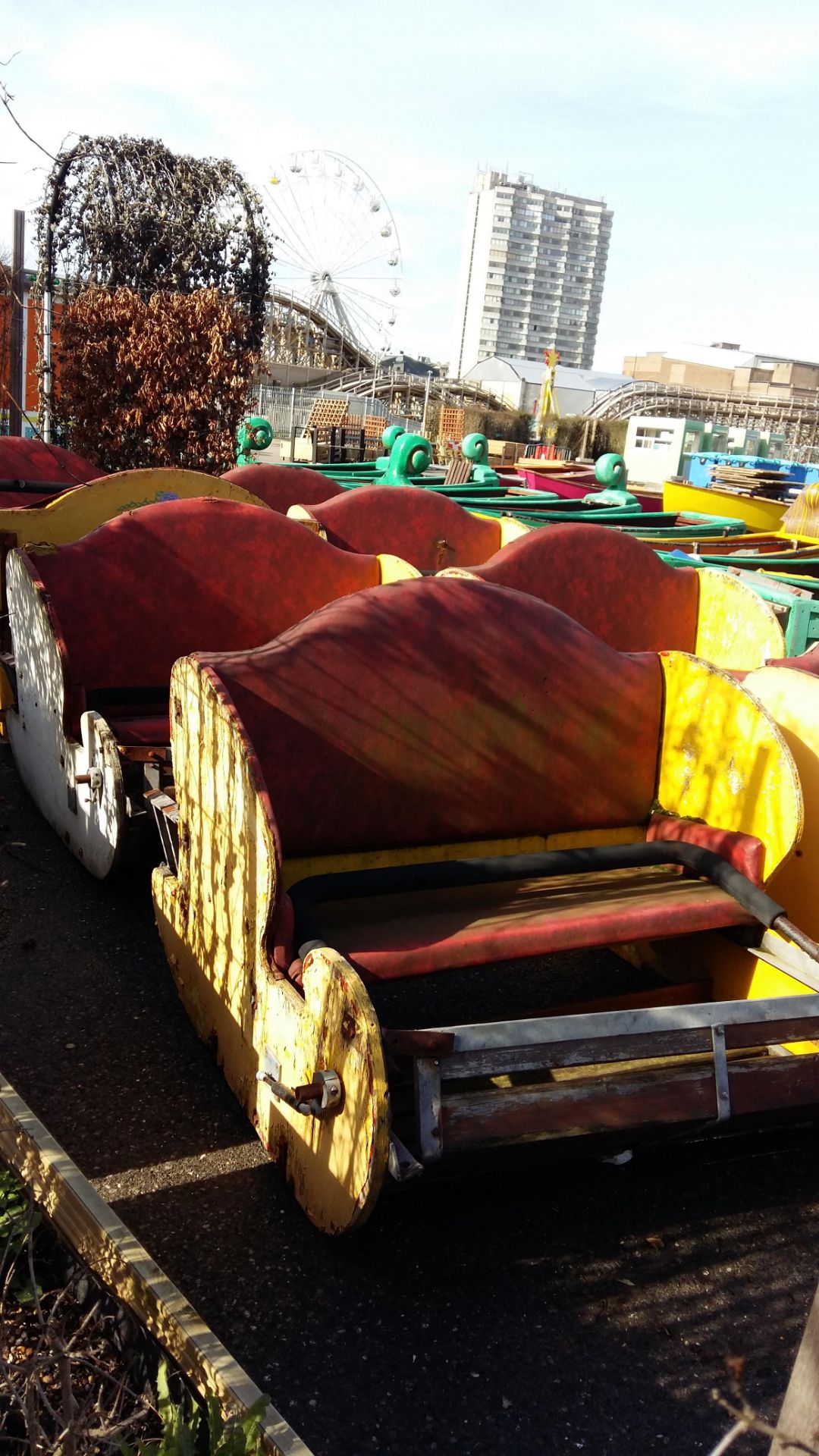 (8) Original 1920 wooden 'Caterpillar' car ride carts - Image 3 of 9