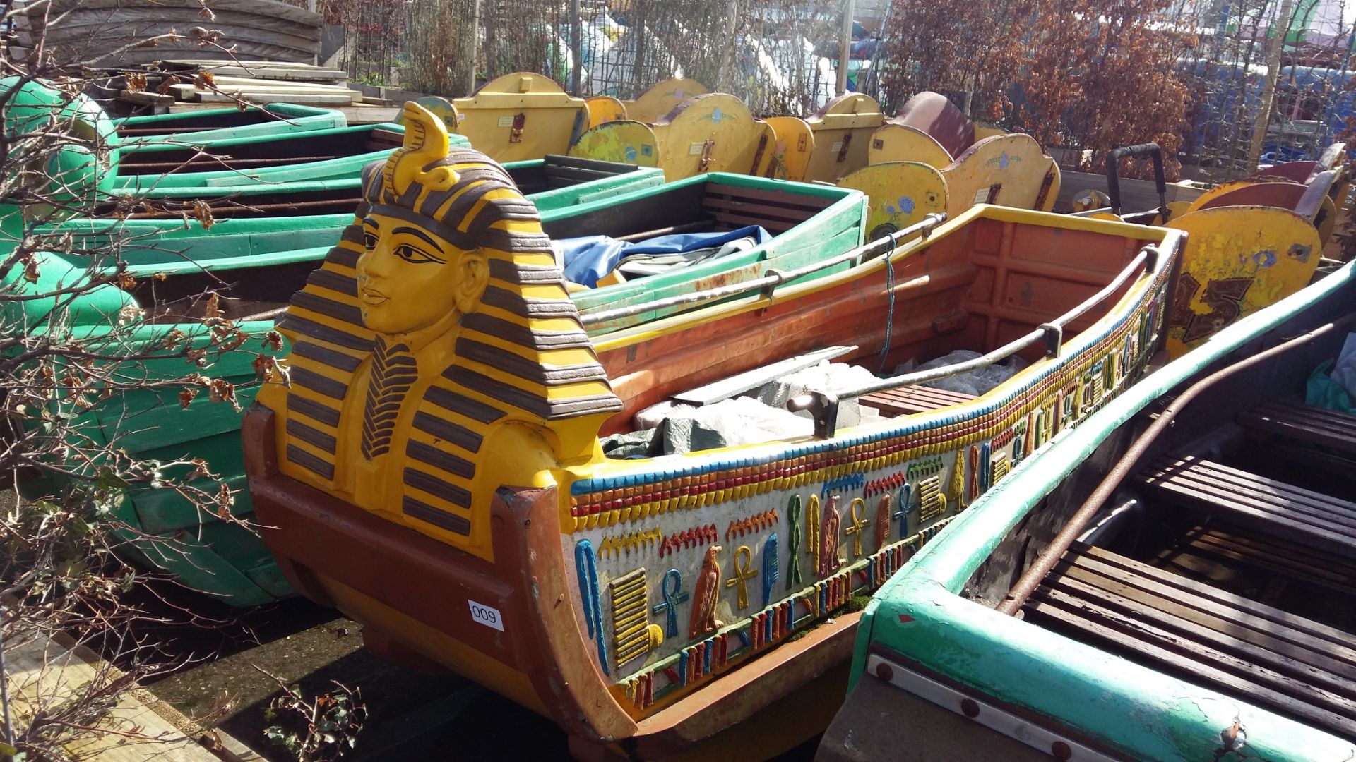 Wooden 'Egyptian' log flume boat