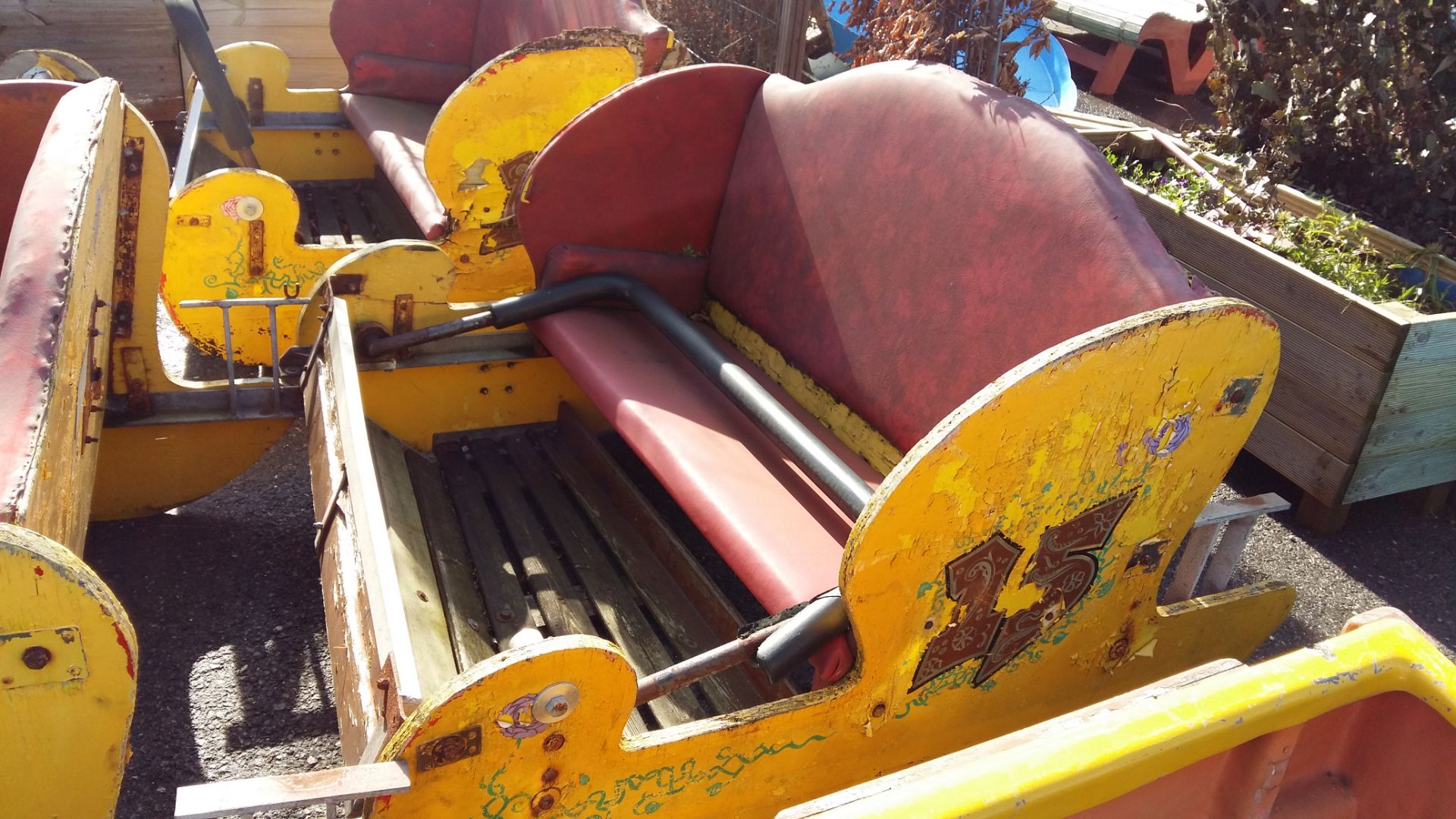 (8) Original 1920 wooden 'Caterpillar' car ride carts - Image 9 of 9