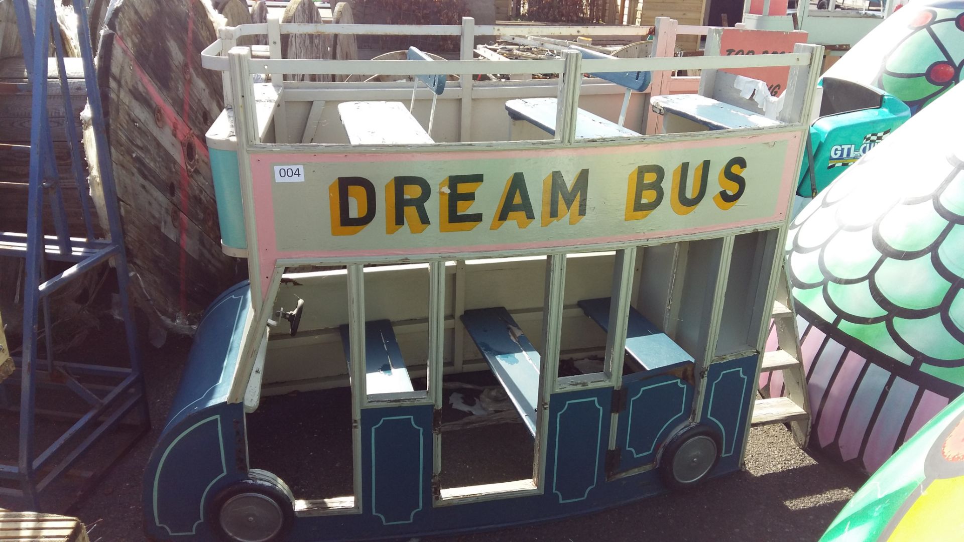 (2) Wooden 'Dream Bus' two tier ride carts - Image 2 of 10