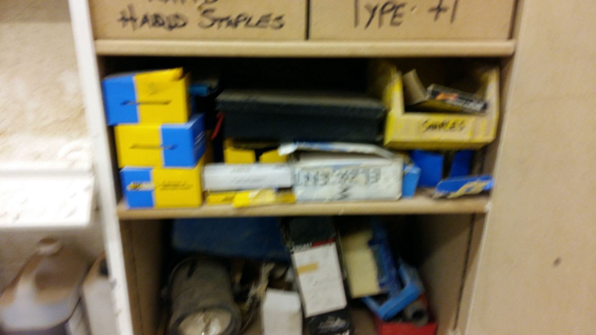 Cabinet and contents to include Brad nails, staples and (3) hand staplers - Image 6 of 6