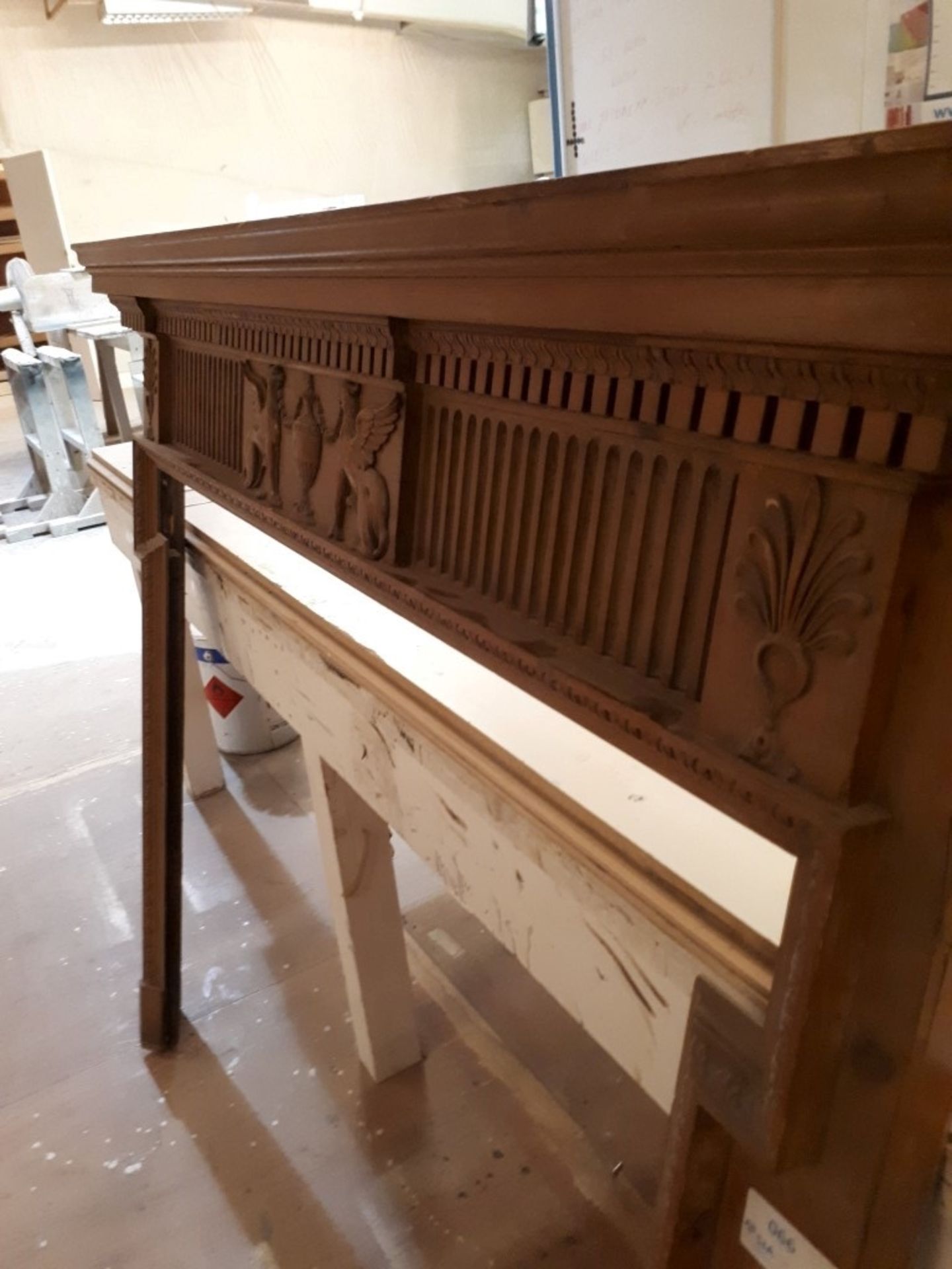 Wooden fire place surround with carved detail - Image 2 of 3