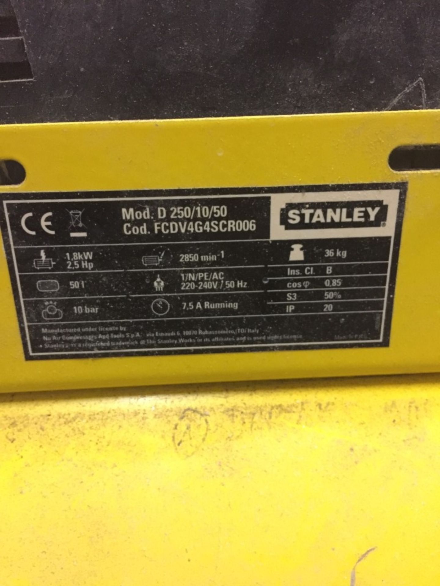 Stanley D250/10/50 air compressor - Image 3 of 5