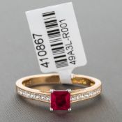 Princess Cut Ruby Single Stone 18ct Blush Gold and Platinum Ring RRP £2,695