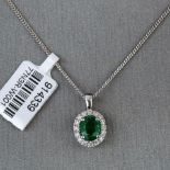 Oval AAA Grade Tzavorite and Diamond 18ct White Gold Pendant RRP £2,986