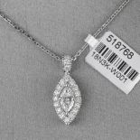 Marquise Cut Diamond Halo 18ct White Gold Pendant RRP £4,121