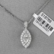 Marquise Cut Diamond Halo 18ct White Gold Pendant RRP £4,121