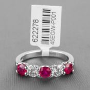 Ruby Diamond Five Stone Platinum Ring RRP £4,619