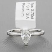 Pear Shaped Diamond Single Stone Platinum Ring RRP £7,481