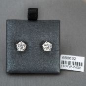 Diamond Single Stone 18ct White Gold Stud Earrings RRP £13979