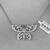 Historic Butterfly Diamond 18ct White Gold Necklace RRP £5,315