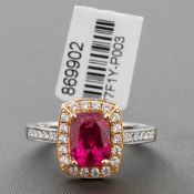 Pink Spinel and Diamond Halo Platinum Ring RRP £15,822