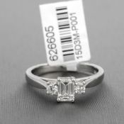 Emerald Cut Diamond Single Stone Platinum Ring RRP £5,069