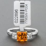 Mandarin Garnet Three Stone Platinum Ring RRP £3,199