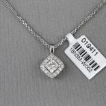 Princess Cut Diamond Cluster 18ct White Gold Pendant RRP £4,263